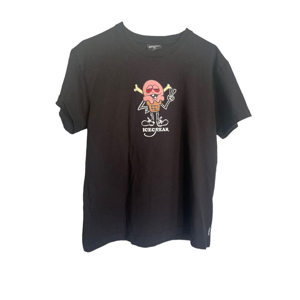 Icecream Mens Black Short Sleeve Pullover Cotton Graphic T-Shirt Large
